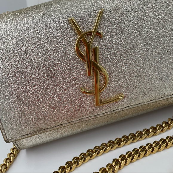 βSOLDβ YSL Kate Small Sparkling Light Gold Bag Clutch - Picture 15 of 16